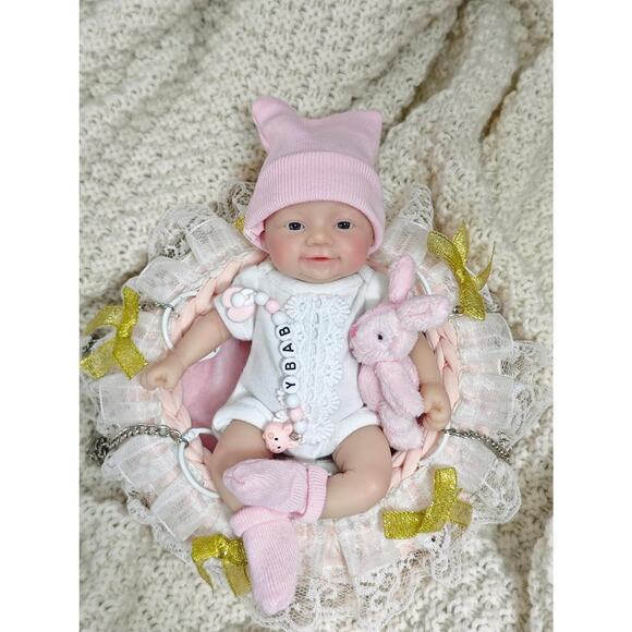 Miniature Silicone Reborn Baby Doll Girl 7 Inch Lifelike Full Body Realistic Toy - Picture 5 of 6